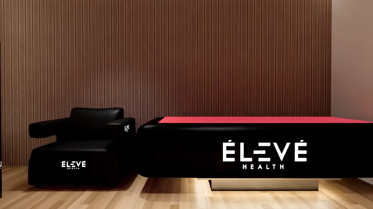 Branded gym recovery area with massage beds
