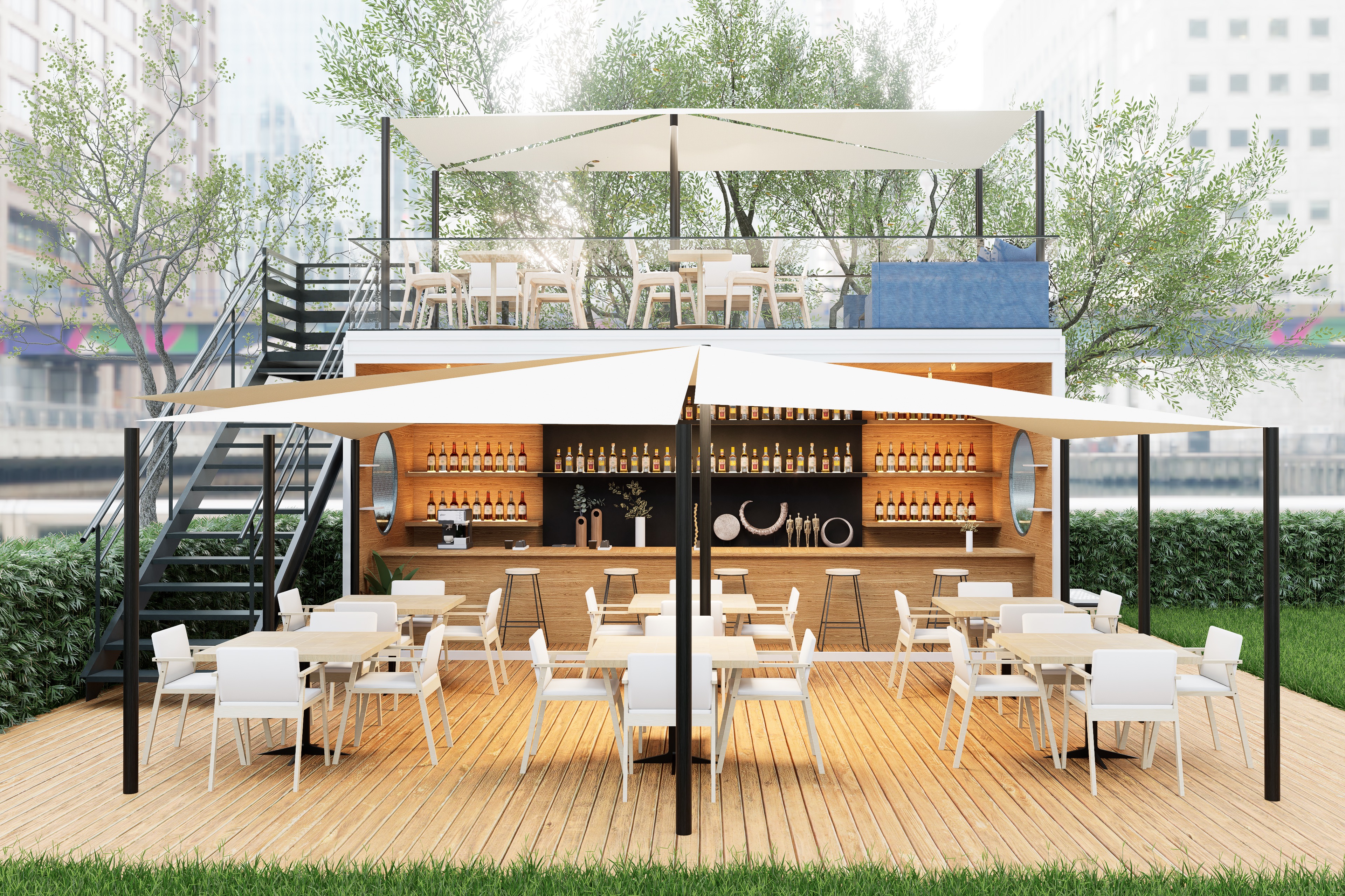 Container cafe commercial visualization
