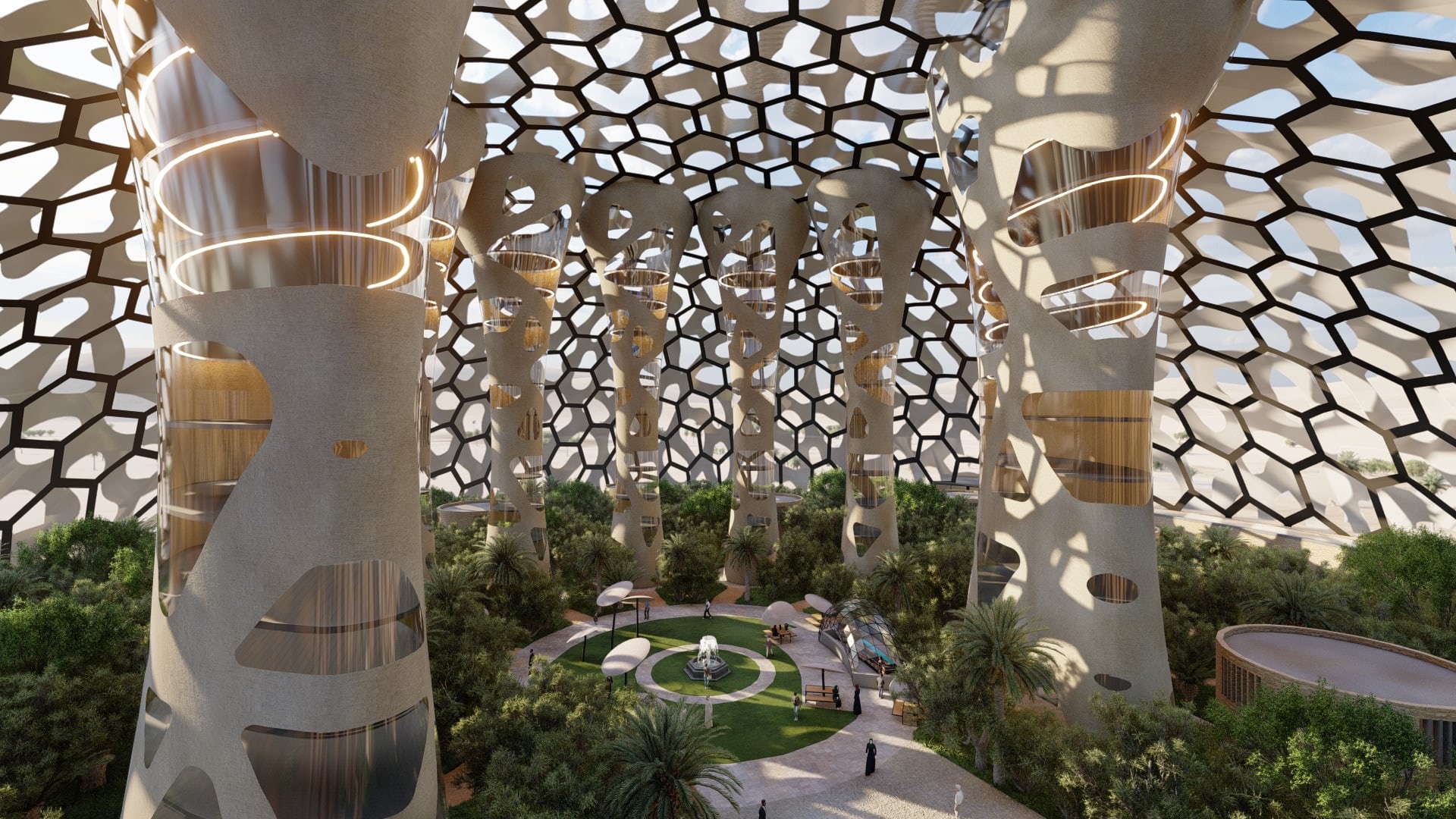 Oasis dome exterior render in the UAE